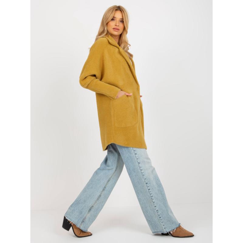 Dámský kabát z alpaky s kapsami MAGGIE hořčicový  