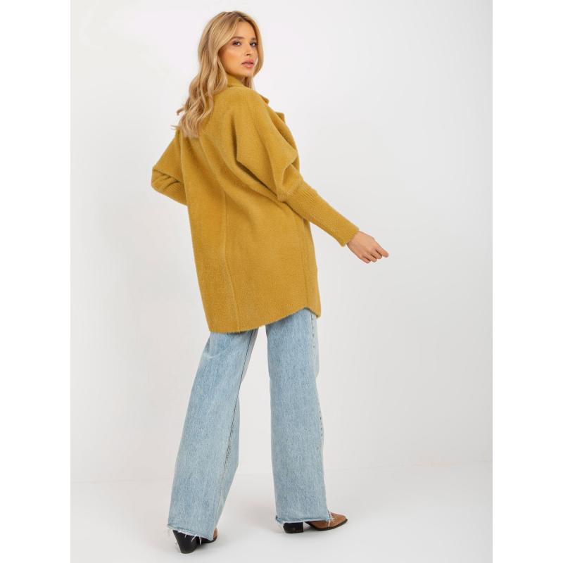 Dámský kabát z alpaky s kapsami MAGGIE hořčicový  