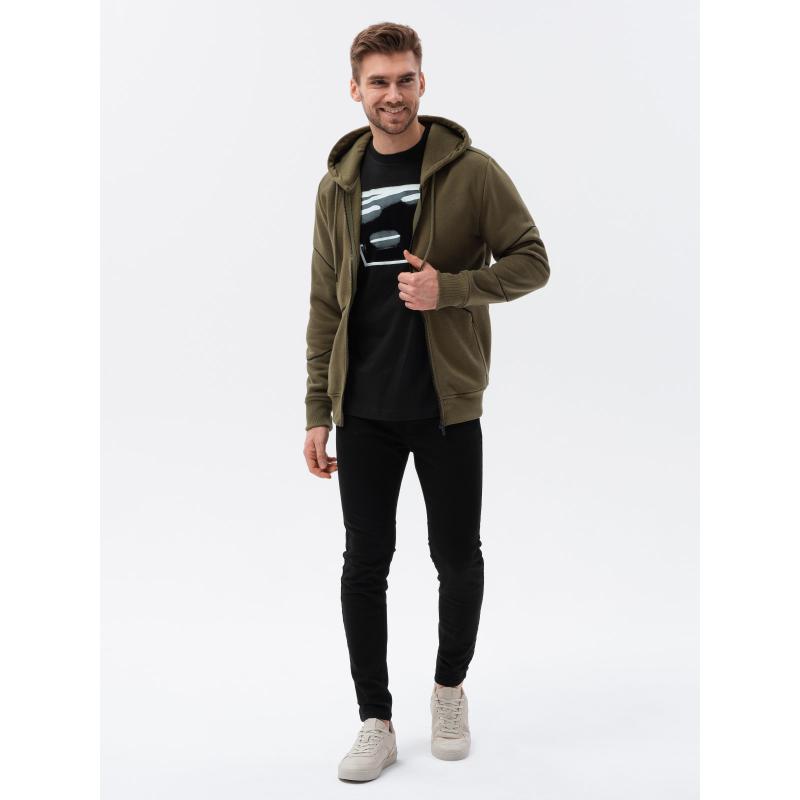 Pánska mikina na zips VETA tmavo olivová