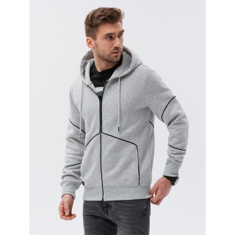 Pánska mikina na zips VETA sivá melanž