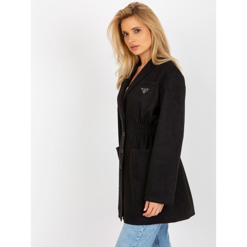 Dámský kabát s kapsami ALMA černý
