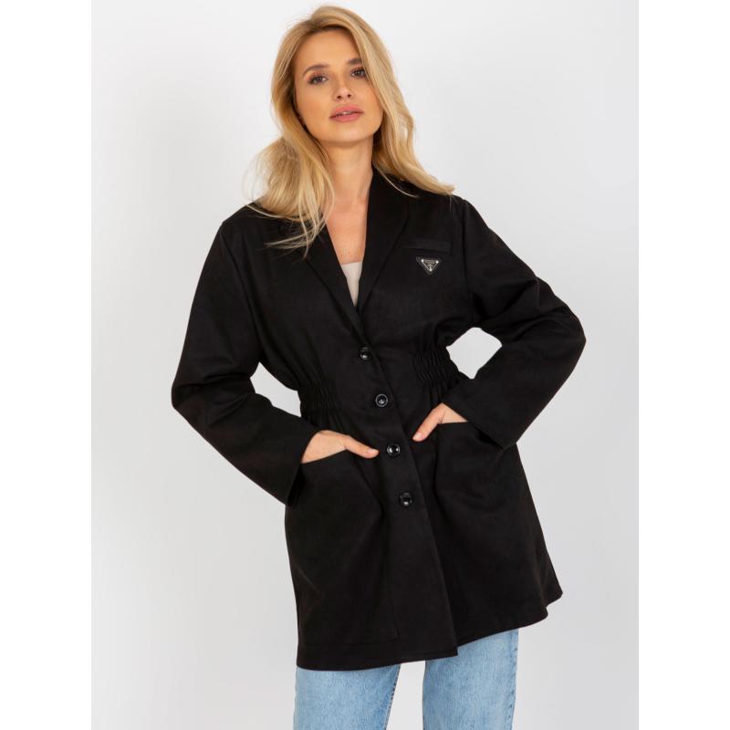 Dámský kabát s kapsami ALMA černý