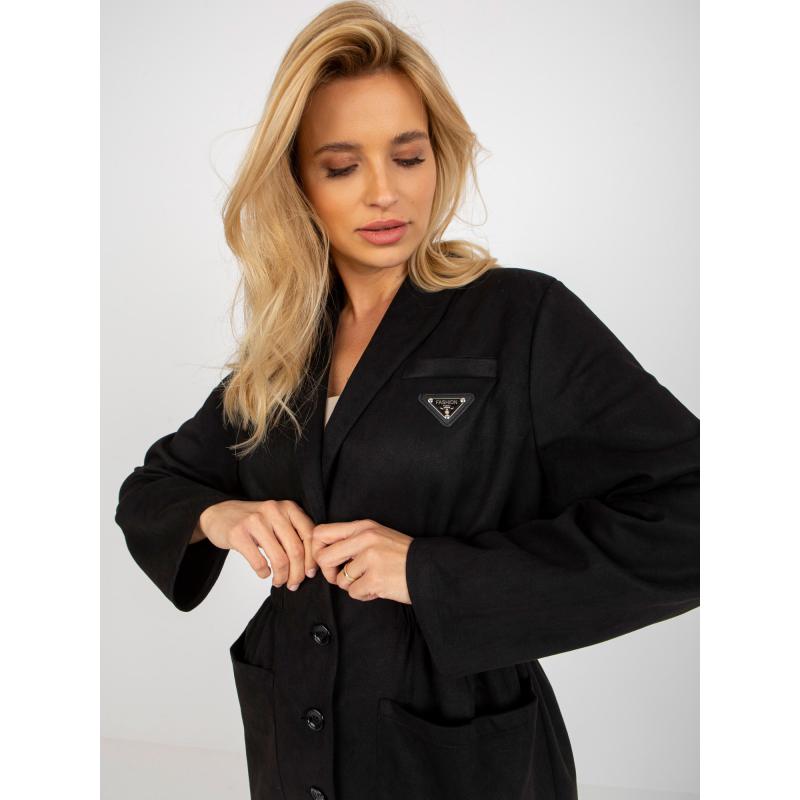 Dámský kabát s kapsami ALMA černý