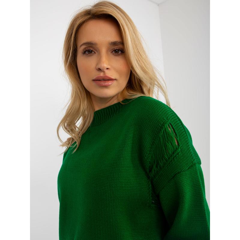 Női oversized pulóver lyukakkal ETTA zöld