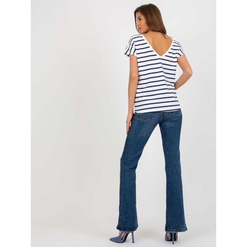 Dámské tričko s výstřihem na zádech GABRIELA modré a bílé