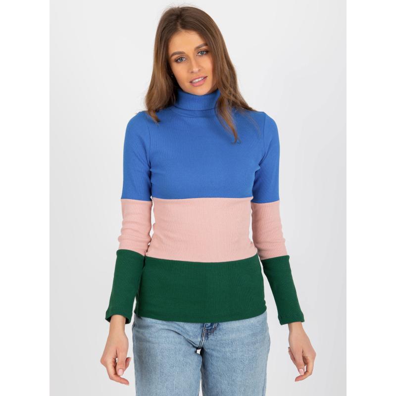 Női blúz garbóval TOMASA sötét teal színű