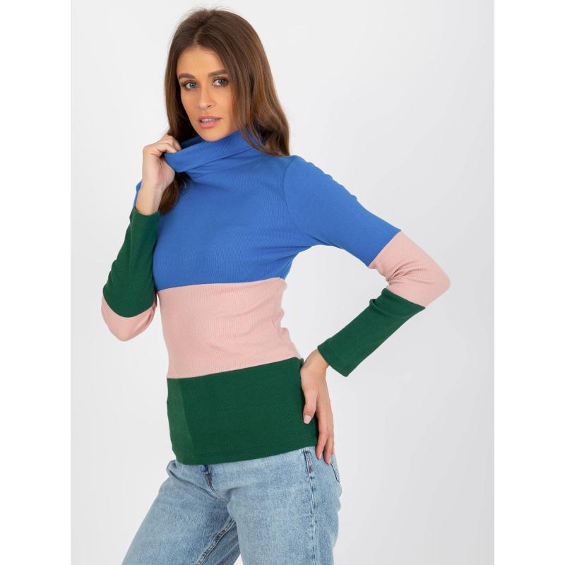 Női blúz garbóval TOMASA sötét teal színű