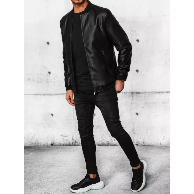 Pánska kožená bunda ST7 čierna