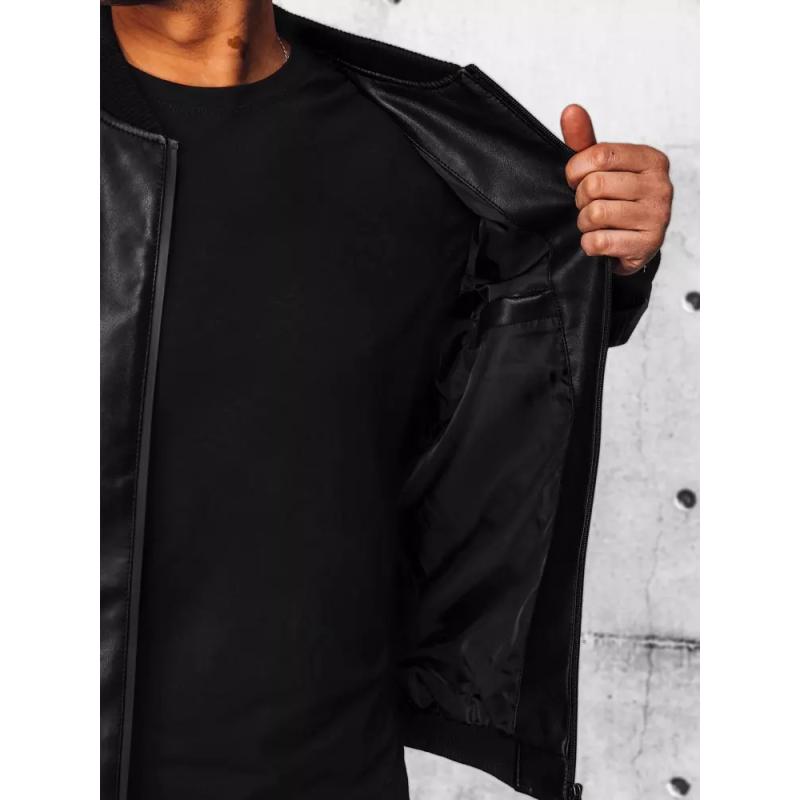Pánska kožená bunda ST7 čierna