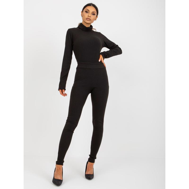 Női csíkos leggings BENJA fekete