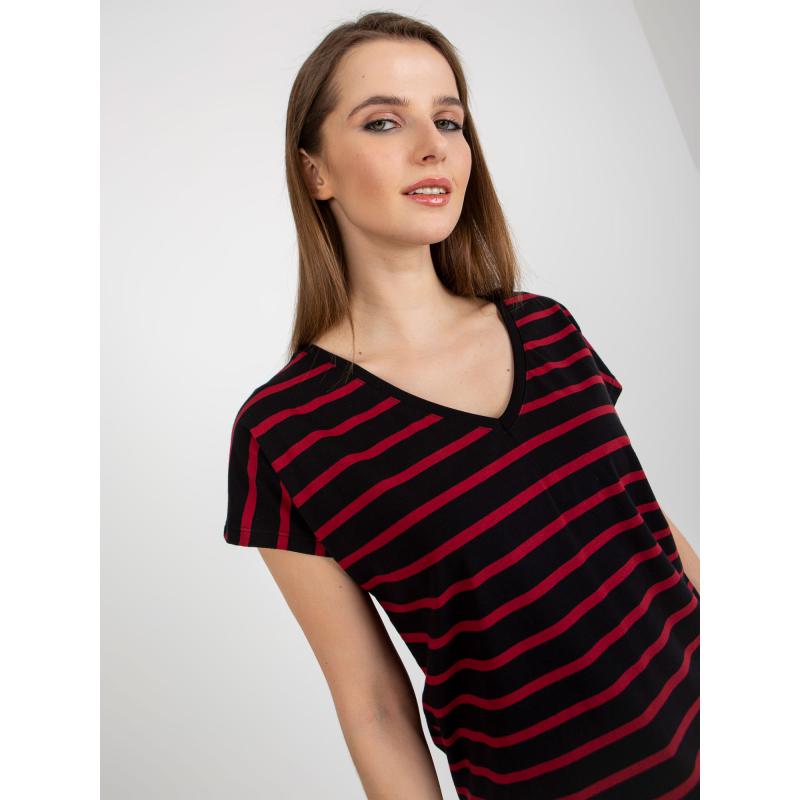 Dámské tričko pruhované VICTA černo-červené  