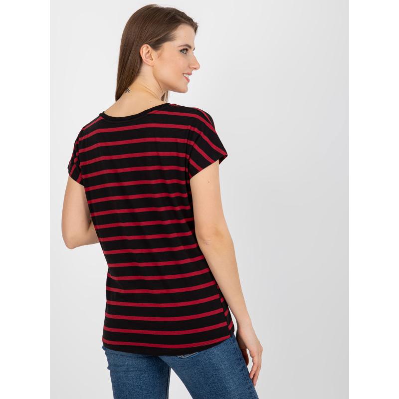 Dámské tričko pruhované VICTA černo-červené  
