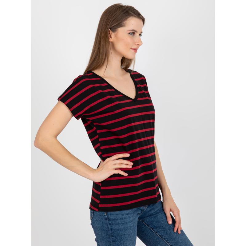 Dámské tričko pruhované VICTA černo-červené  