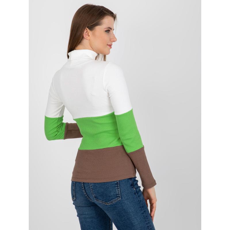 Dámská halenka s rolákem pruhovaná DIA ecru-světle zelená 