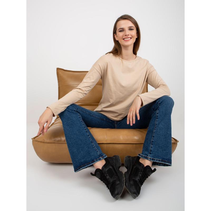 Női hosszú ujjú blúz BASIC FEEL GOOD bézs színben
