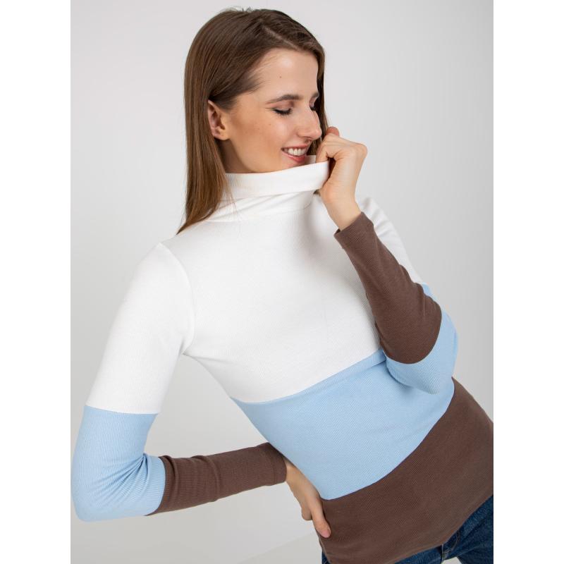 Dámsky rolák sveter TRINA ecru-svetlo modrý