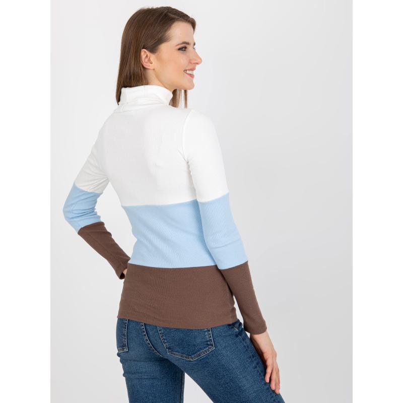 Dámsky rolák sveter TRINA ecru-svetlo modrý