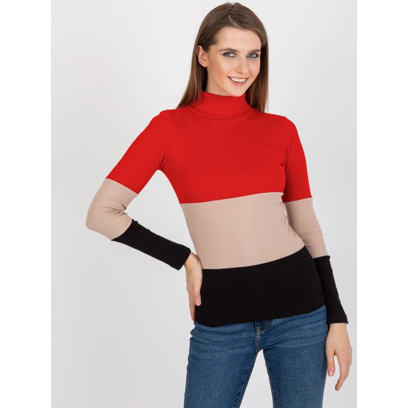 Dámský rolák svetr TRINA červeno černá