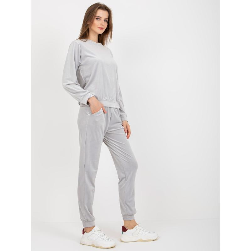 Dámský komplet s kalhotami Brenda RUE PARIS světle šedý 