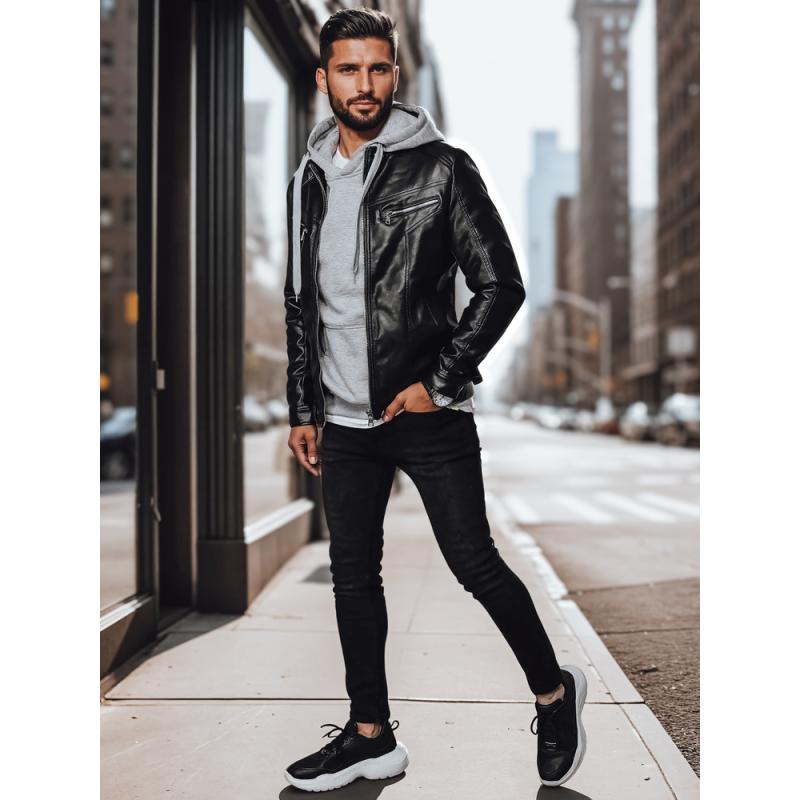 Férfi bőrdzseki DARIO fekete