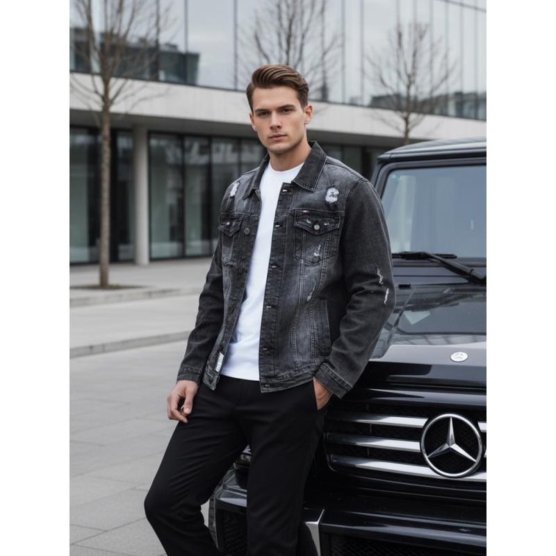 Pánska bunda džínsová FLORA šedá