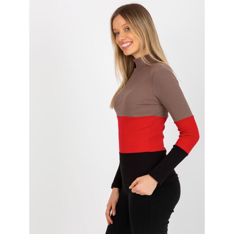 Dámská halenka pruhovaná s rolákem MIDA hnědo černá 