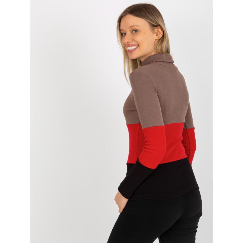 Dámská halenka pruhovaná s rolákem MIDA hnědo černá 