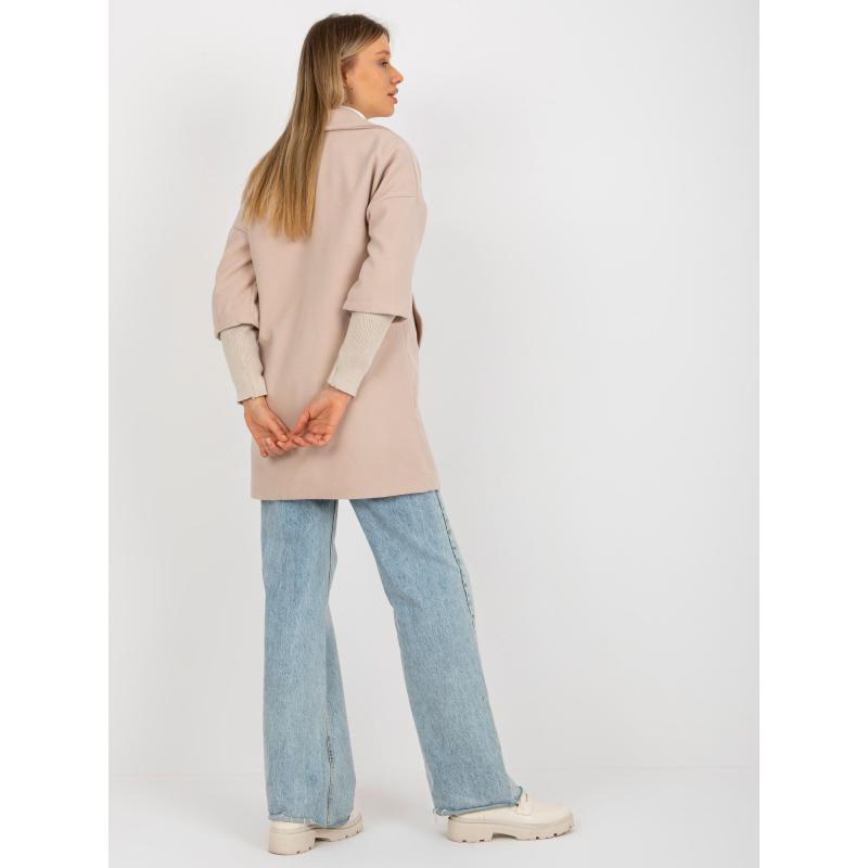Női kabát zsebekkel OCH BELLA bézs színben