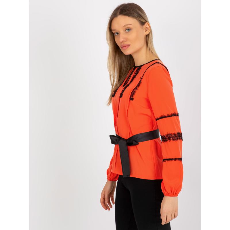 Dámská halenka s krajkou a vázáním SPILA oranžová 