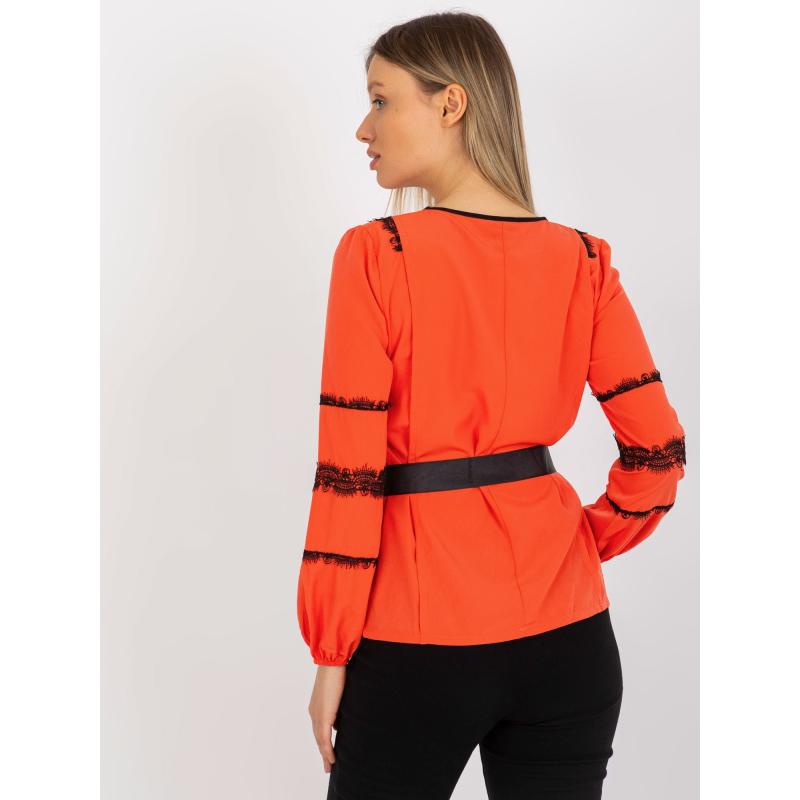 Dámská halenka s krajkou a vázáním SPILA oranžová 