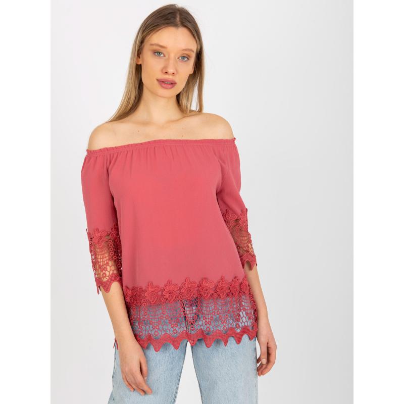 Dámská halenka s ozdobným lemováním DITAY růžová 