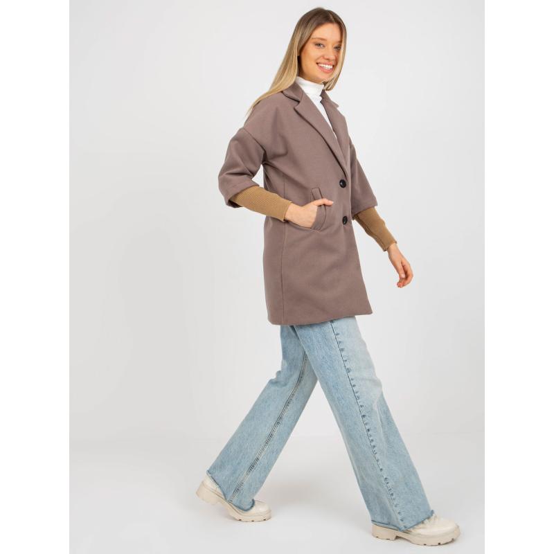 Női kabát mandzsettával OCH BELLA barna