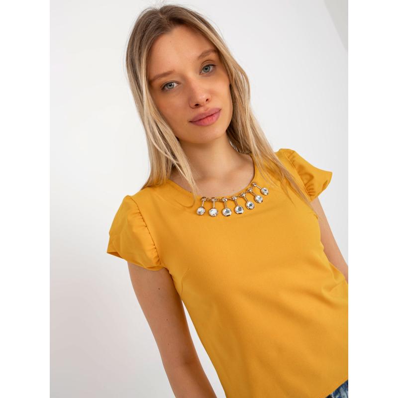 Dámská halenka s krátkými rukávy SILVA tmavě žlutá  