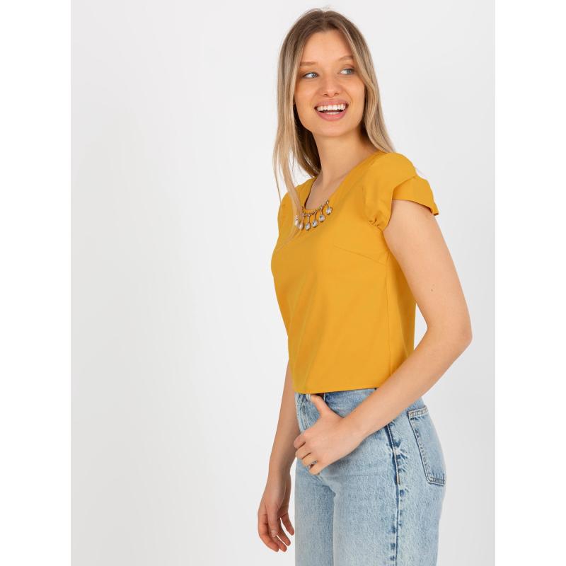 Dámská halenka s krátkými rukávy SILVA tmavě žlutá  