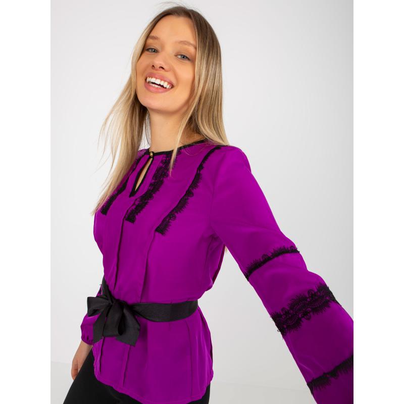 Dámská halenka s páskem na zavazování SPILA fialová