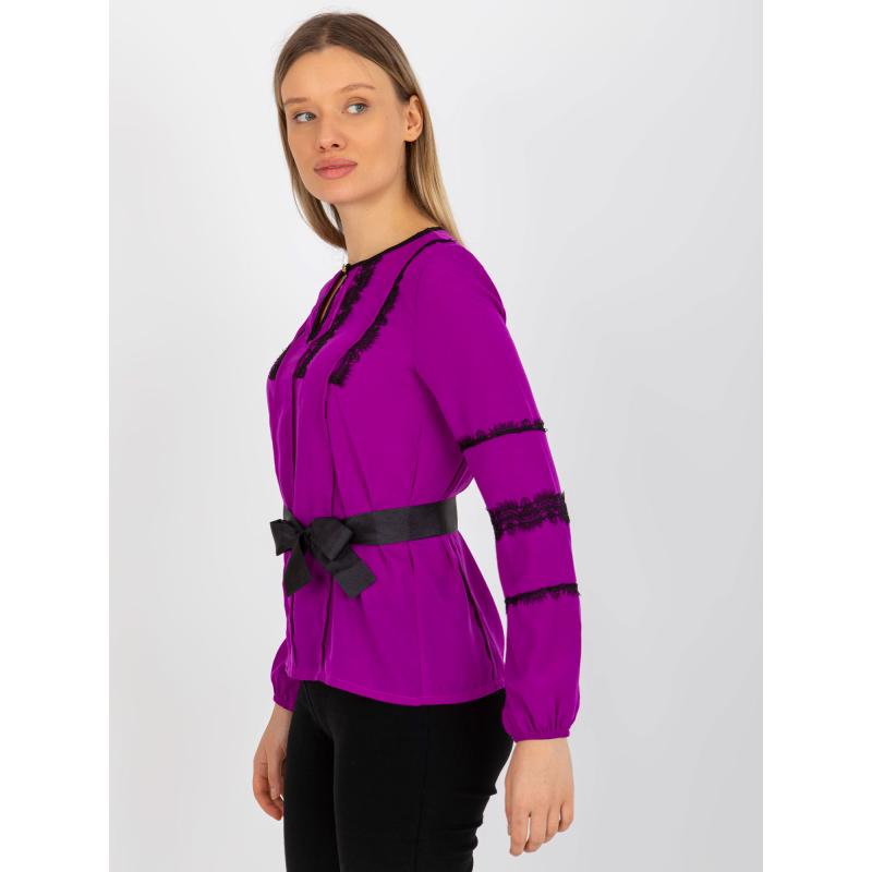 Dámská halenka s páskem na zavazování SPILA fialová