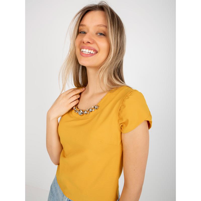 Dámská halenka s náhrdelníkem NICKA tmavě žlutá