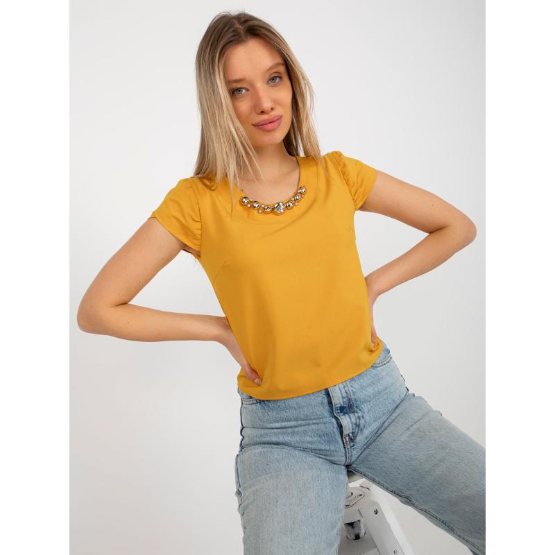 Dámská halenka s náhrdelníkem NICKA tmavě žlutá