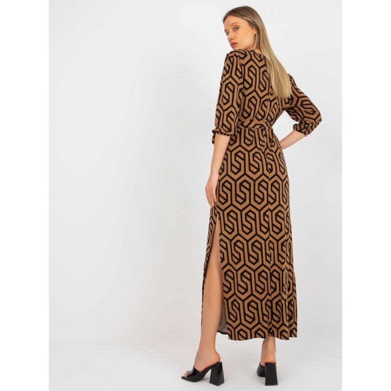 Dámské šaty s potiskem midi RIVA hnědo černé 