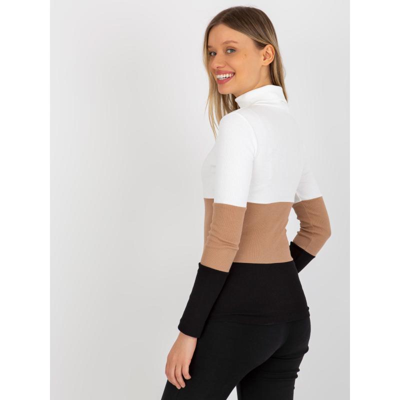 Dámská halenka pruhovaná s rolákem MIDA ecru-černá