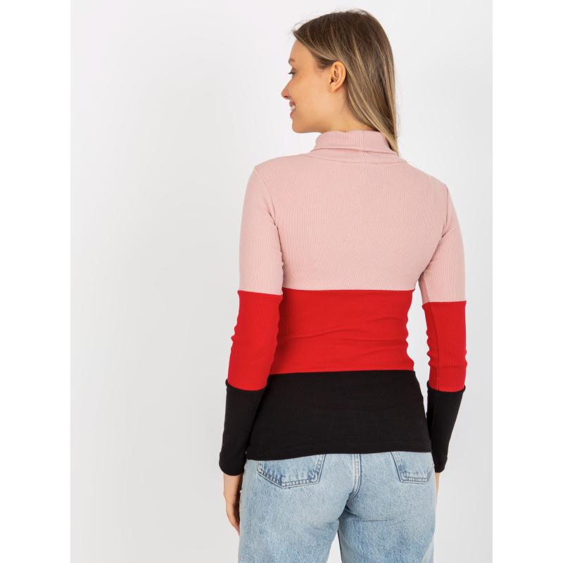 Dámská halenka pruhovaná s rolákem MIDA světle růžovo-černá 