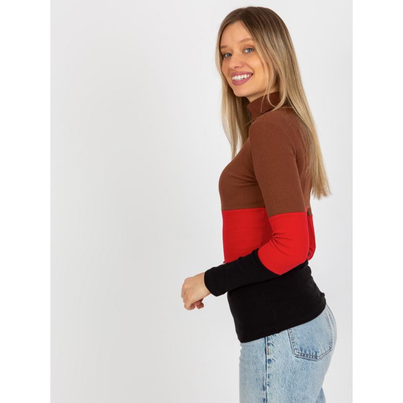 Dámská halenka pruhovaná s rolákem MIDA tmavě hnědočerná 