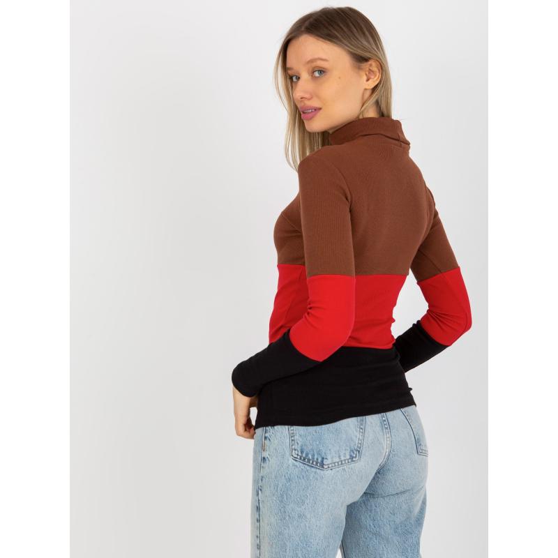 Dámská halenka pruhovaná s rolákem MIDA tmavě hnědočerná 