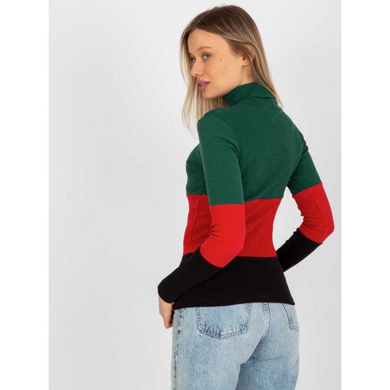 Dámská halenka pruhovaná s rolákem MIDA tmavě zeleno-černý