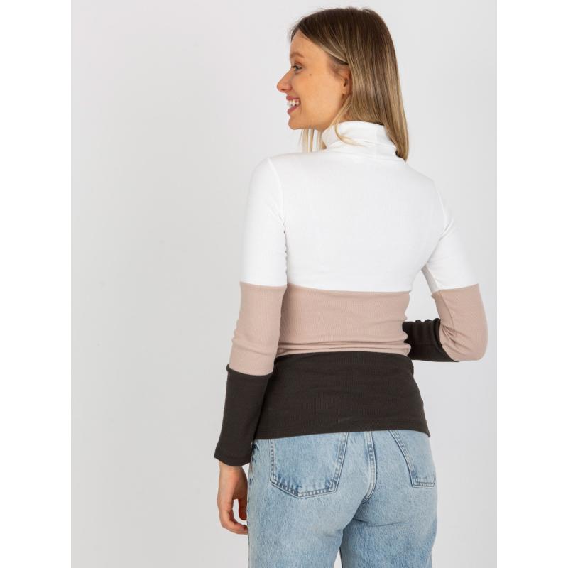 Dámská halenka pruhovaná s rolákem MIDA ecru-béžová