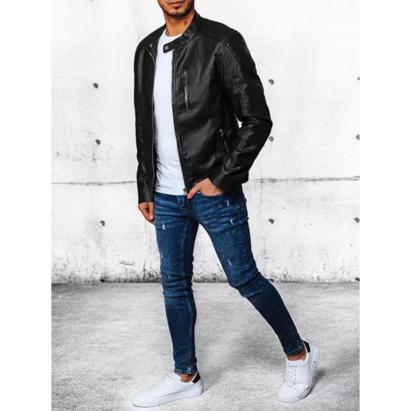 Pánska bunda koženková V01 čierna