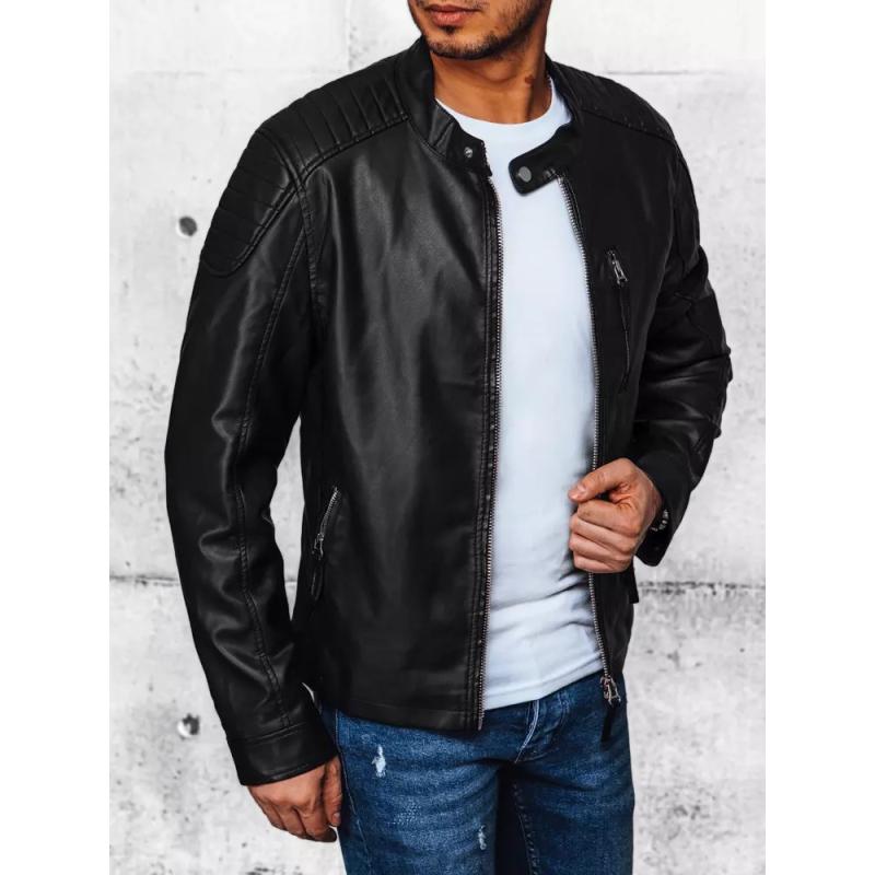Pánska bunda koženková V01 čierna