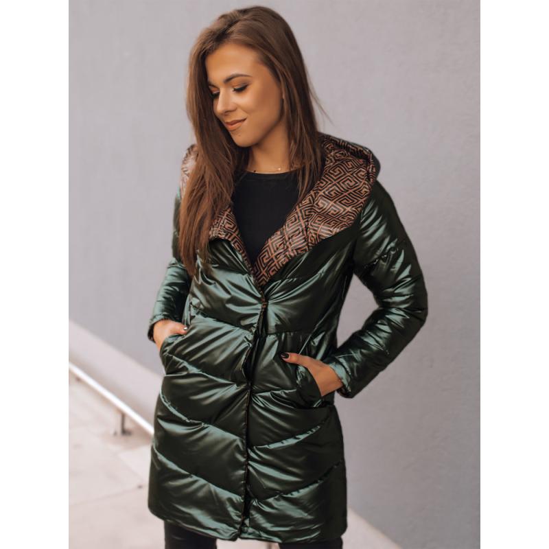 Dámska bunda obojstranná DELSY LONG zelená