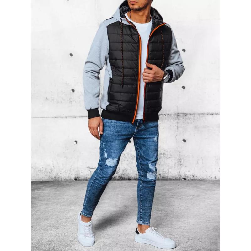 Férfi steppelt kabát R03 világosszürke