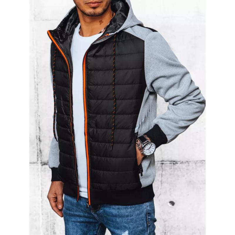 Férfi steppelt kabát R03 világosszürke